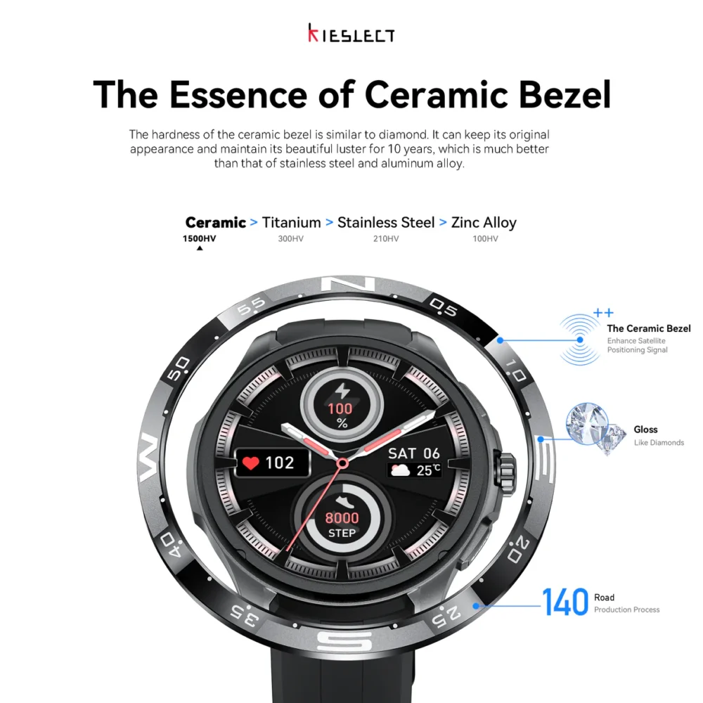 Kieslect Actor Smartwatch with GPS+5ATM and Stunning Ceramic Bezel - Image 4